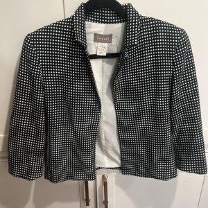 Kenar Women's Black and White Polka Dot cropped Blazer